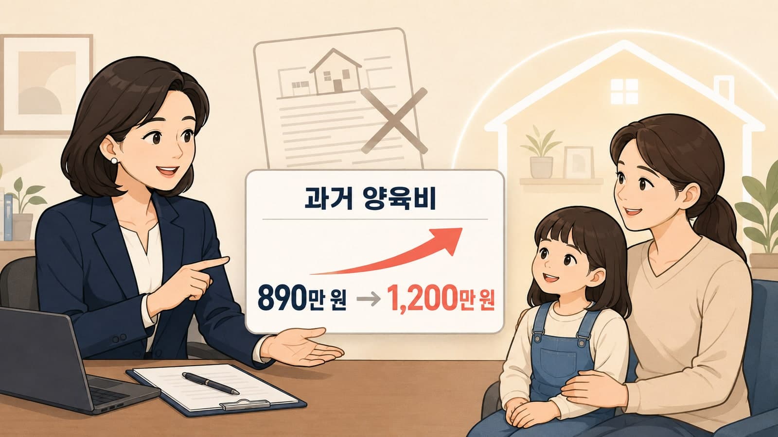 대구이혼상담 과거 양육비 청구 소송: 재산분할 포기 후 1,200만 원 받아낸 전략
