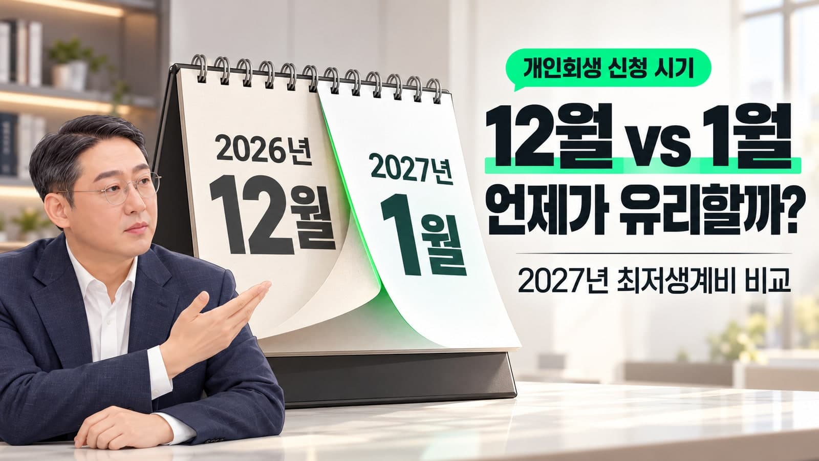 개인회생 신청 시기, 연말·연초 언제가 유리할까? 2027년 최저생계비 비교