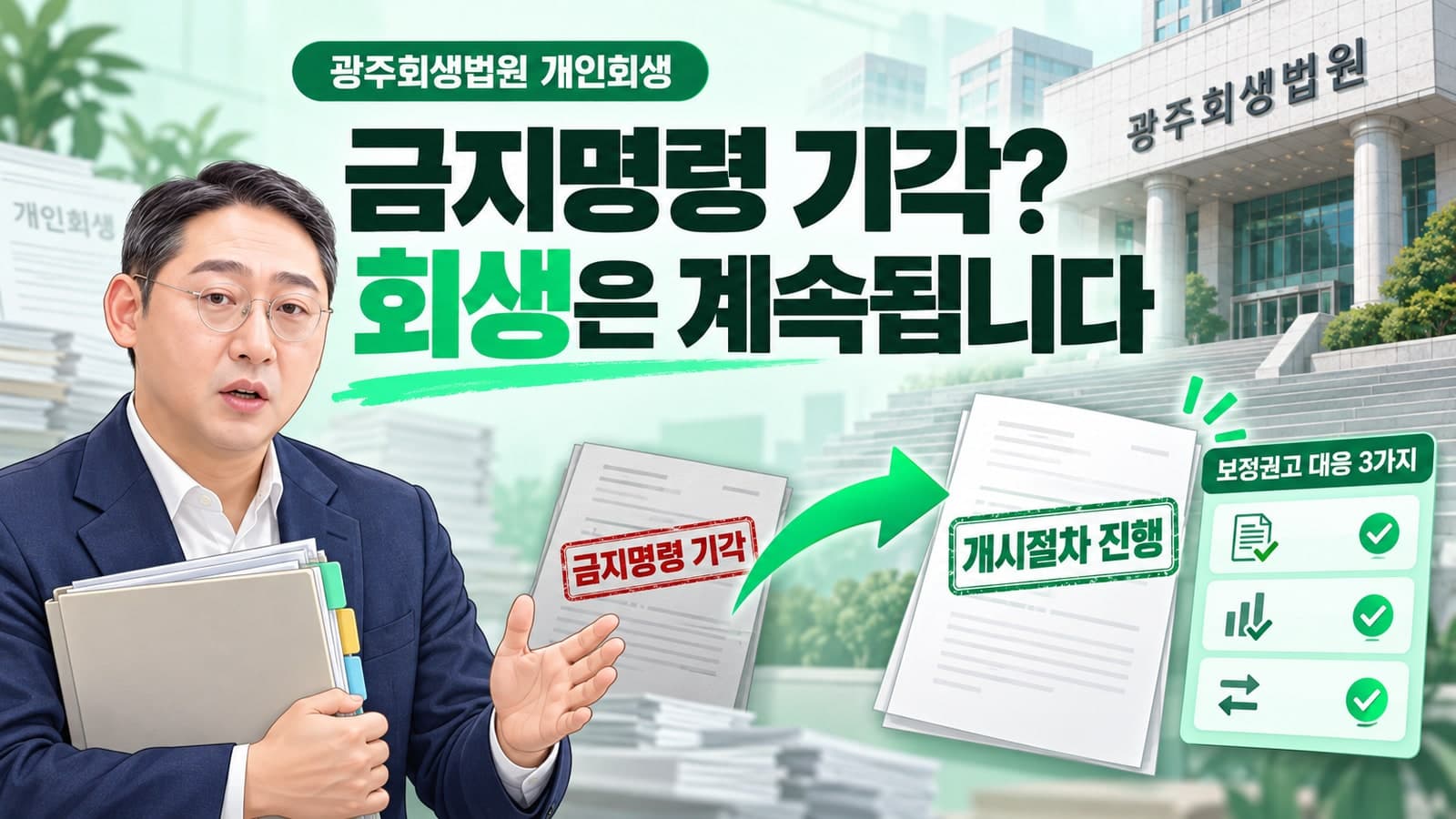 광주지방법원 개인회생이 까다롭다? 광주회생법원 금지명령·보정권고 대응법 3가지