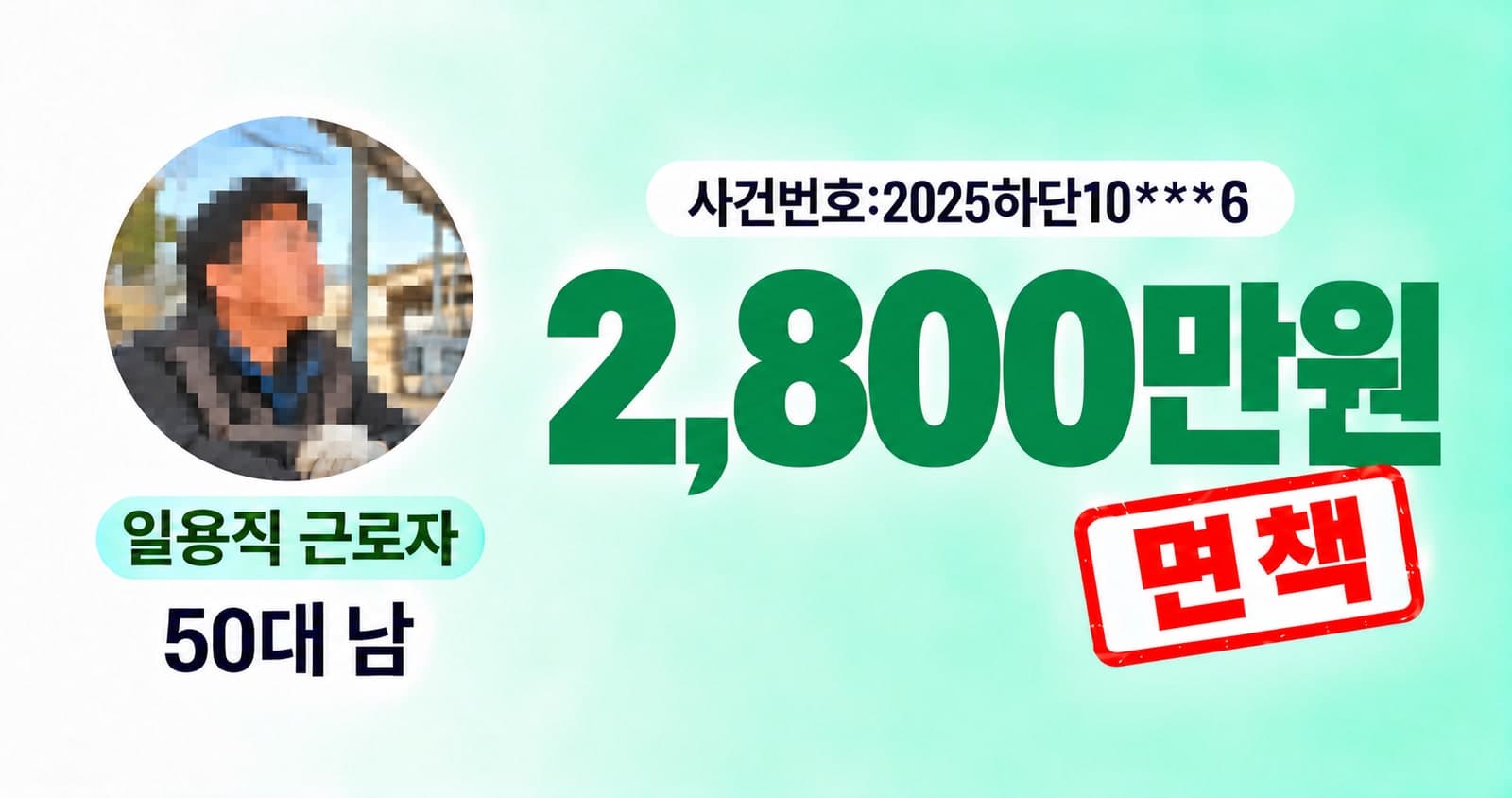 면책 채무 2,800만, 50대 남성 일용직 근로자